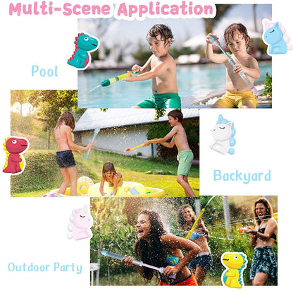 Summer Beach Water Cannon: Dinosaur-Themed Retractable Water Gun — Parent-Child Outdoor Interactive Toy