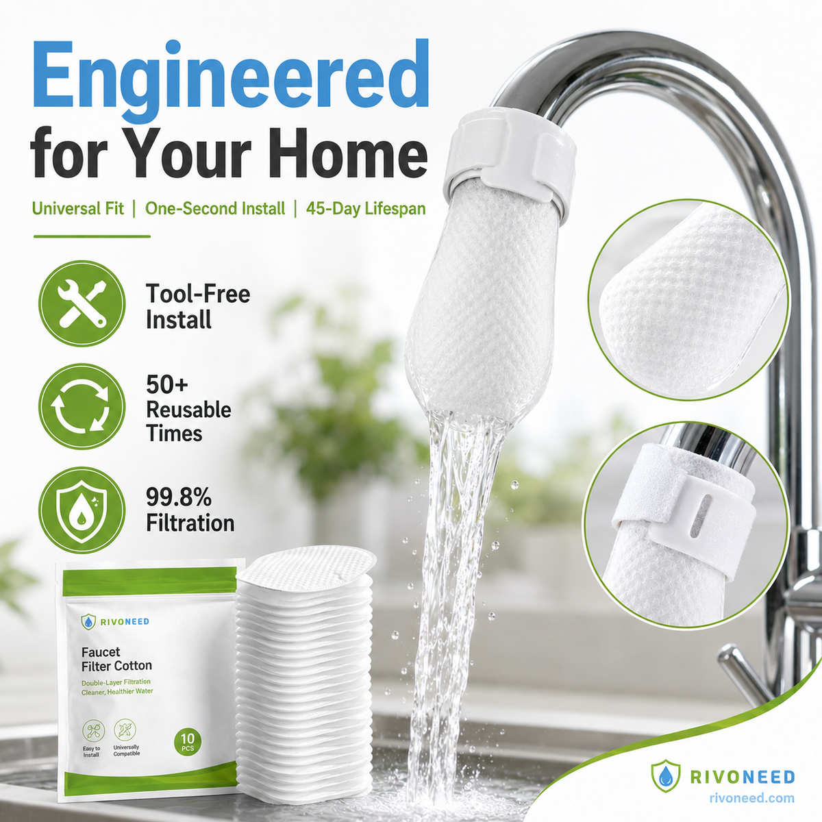 📢📢50% OFF !! ⏰Anti-Splash Kitchen Faucet Filter for Sediment & Rust Removal