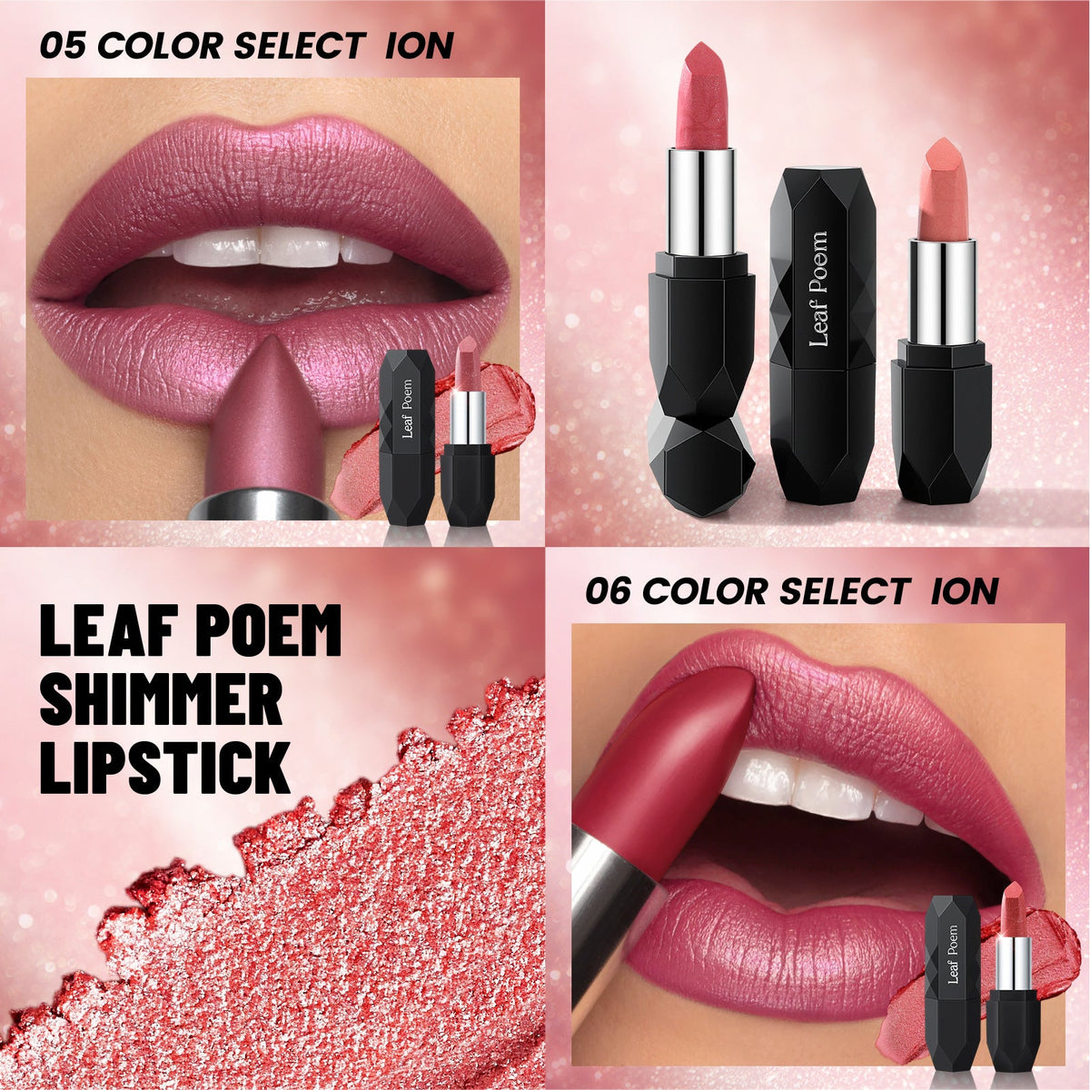 Diamond Shimmer Lipstick | Waterproof, Long-Lasting Matte Lip Color | Sparkling Metallic Matte Lip Gloss