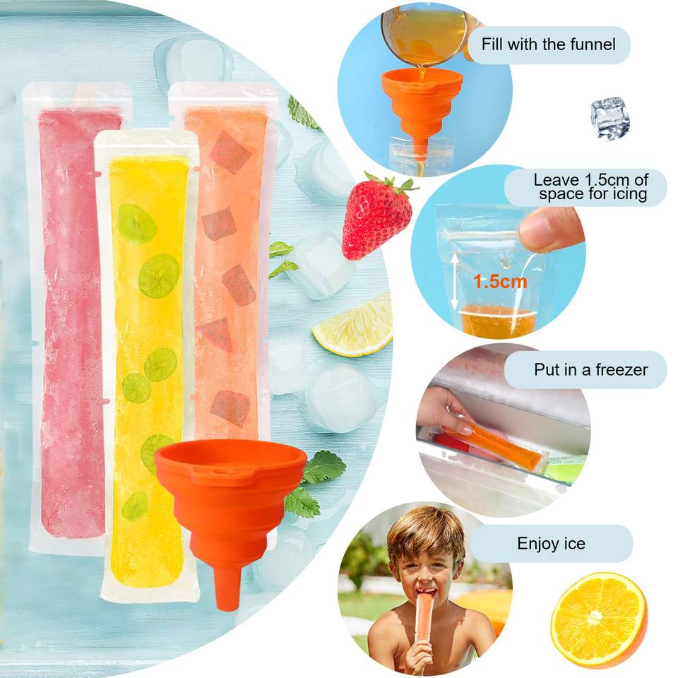 Disposable Ice Pop Bags — Food-Grade Pouches for Homemade Popsicles