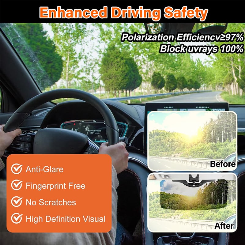 🚗 50% OFF NOW! 🎉 Anti-Glare Driving Visor – Blocks Sun & Snow Glare, Easy Clip-On & Wide Coverage ☀️📦