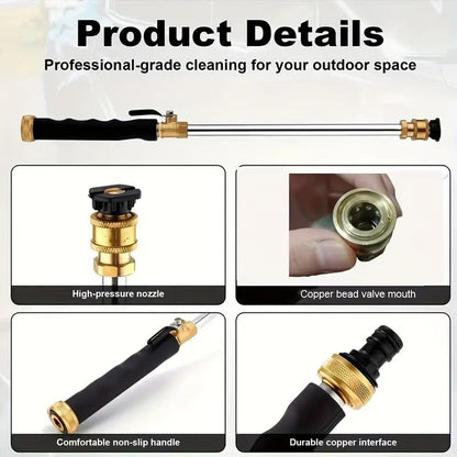 🔫 50% OFF! 💦 High-Pressure Garden Hose Nozzle – 3 Nozzles, Stainless Steel & Leak-Proof 🚗