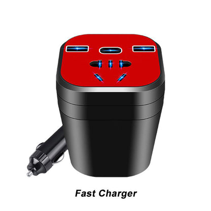 Ideal Gift - Car Mounted Cup Type Inverter Converter QC Charger