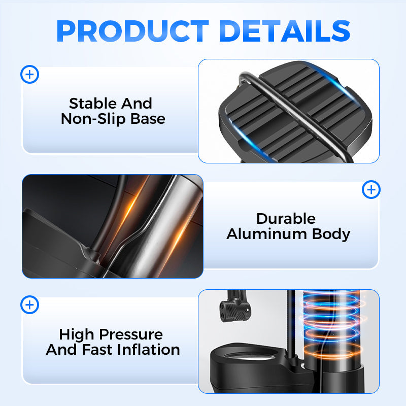 Bike Foot Pump with Pressure Gauge