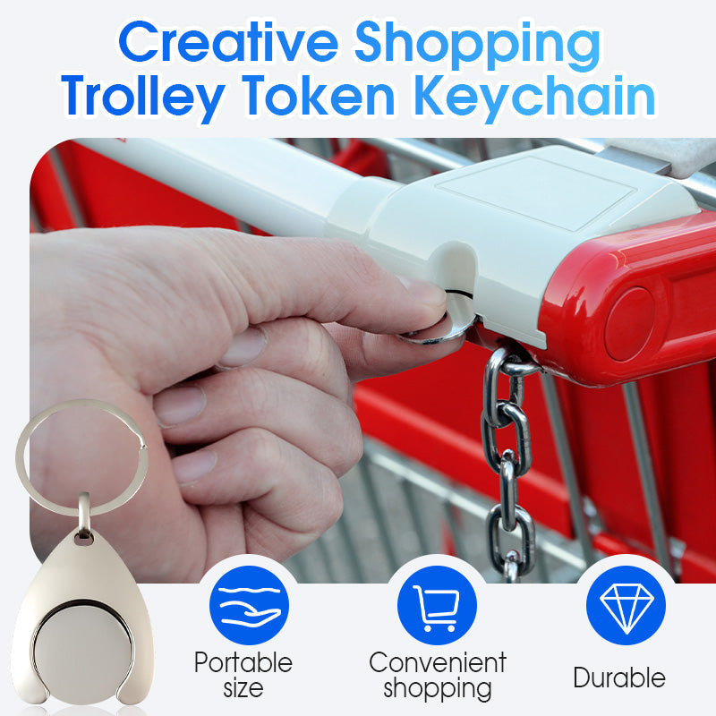 Creative Shopping Trolley Token Keychain