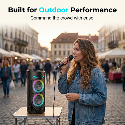 🥳2026 HOT SALE🥳💞50K+ SOLD!🎤🔊 50% OFF! Portable Bluetooth Speaker with Mic – 16W loud sound, RGB lights & wired microphone. Perfect for karaoke, square dancing & outdoor stalls. Grab & go with shoulder strap. 🕺✨