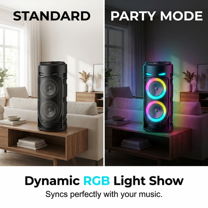 🥳2026 HOT SALE🥳💞50K+ SOLD!🎤🔊 50% OFF! Portable Bluetooth Speaker with Mic – 16W loud sound, RGB lights & wired microphone. Perfect for karaoke, square dancing & outdoor stalls. Grab & go with shoulder strap. 🕺✨