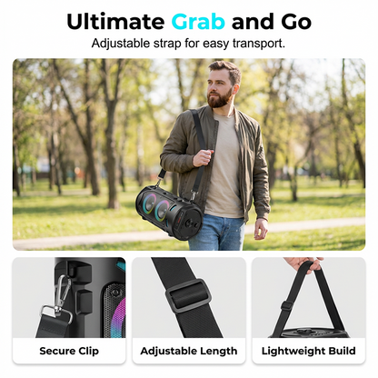 🥳2026 HOT SALE🥳💞50K+ SOLD!🎤🔊 50% OFF! Portable Bluetooth Speaker with Mic – 16W loud sound, RGB lights & wired microphone. Perfect for karaoke, square dancing & outdoor stalls. Grab & go with shoulder strap. 🕺✨