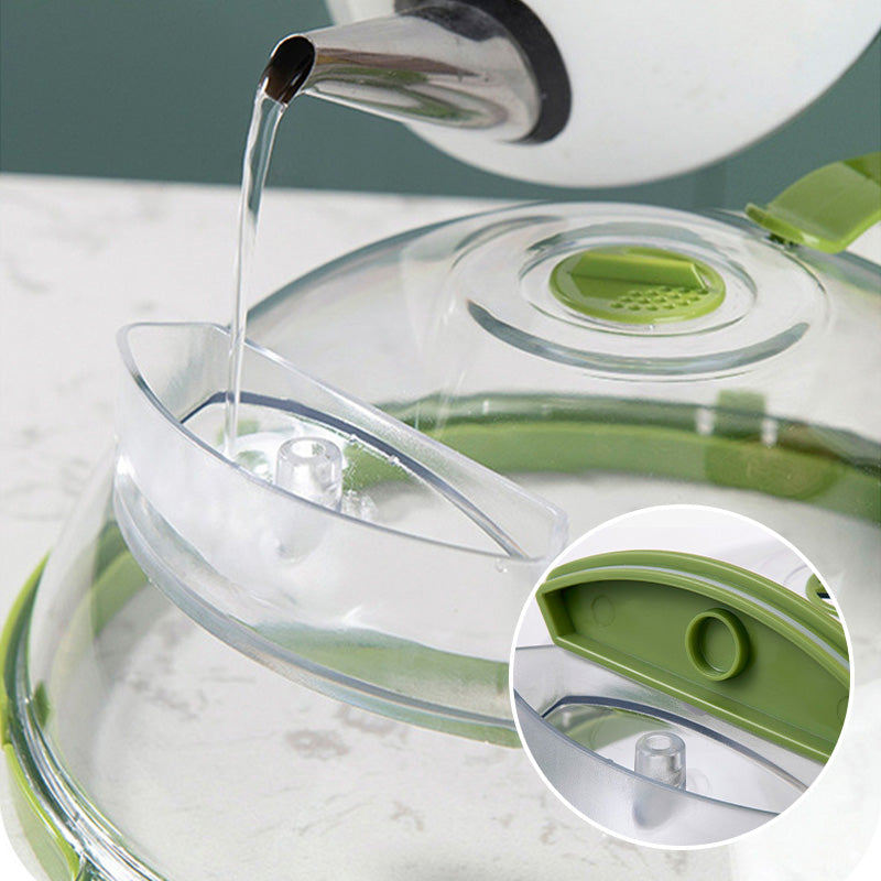 Clear Microwave Splatter Cover with Water Steamer and Handle