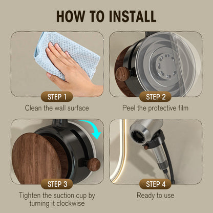 Suction Cup Hair Dryer Holder with Cord Organizer