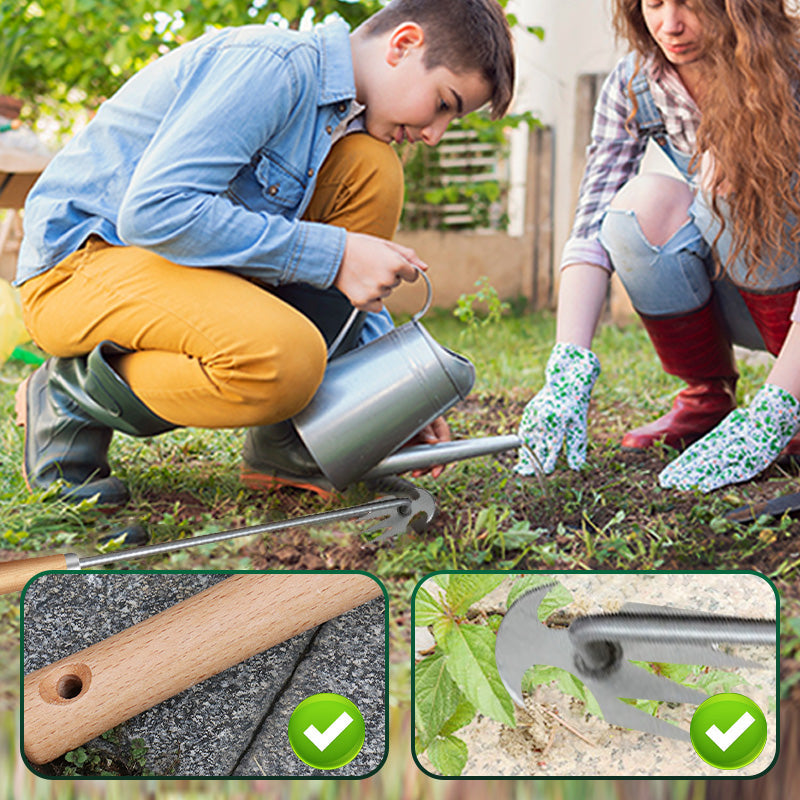 Multifunctional Garden Weeding Forks with Wooden Handle